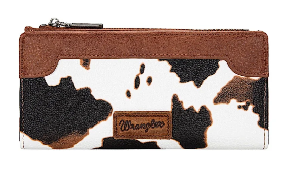 Cow Print Slim Wallet - Tan