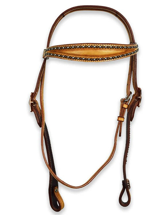 Ezy Ride Bridle - Shaped Brow with Copper &amp; Silver