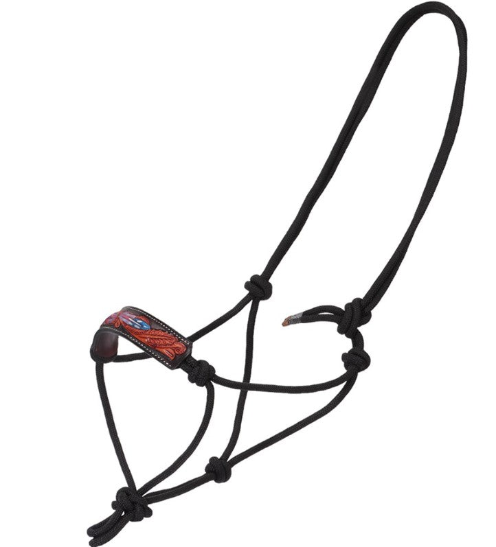 Fort Worth Rope Halter Leather Nose - Pink Apache