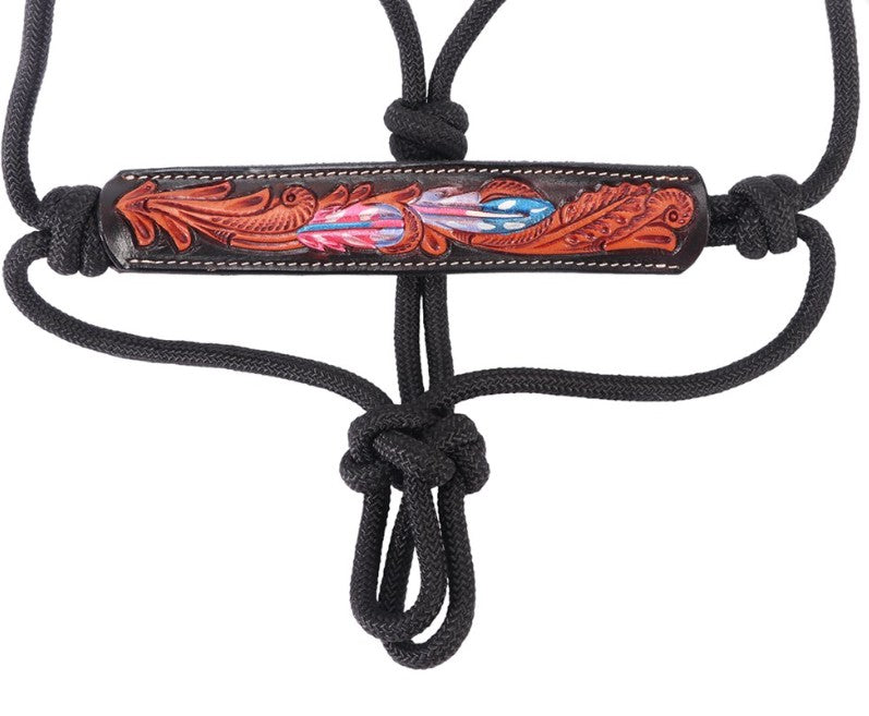 Fort Worth Rope Halter Leather Nose - Pink Apache