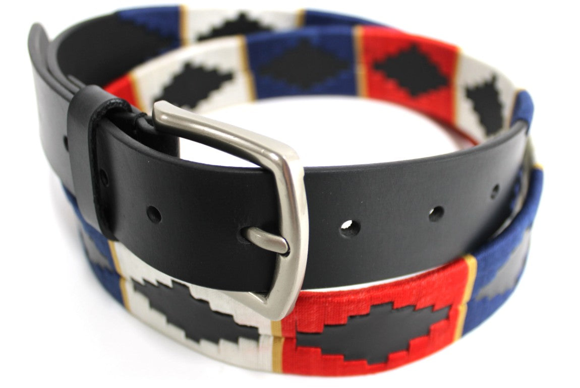 Genuine Leather Polo Belt Navy/Red