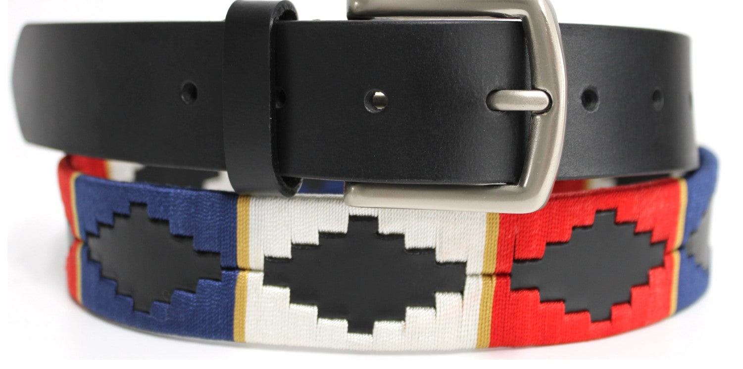 Genuine Leather Polo Belt Navy/Red