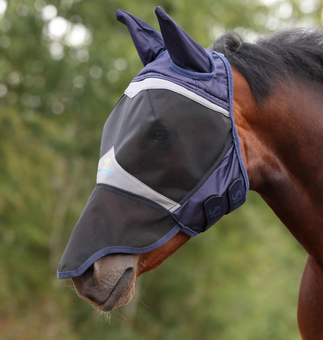 Shires FlyGuard Pro Fine Mesh Fly Mask with Ears & Nose Extension