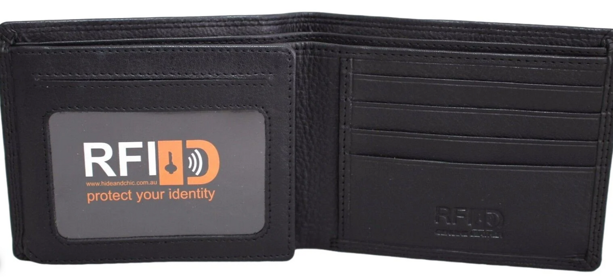 RFID Security Lined Leather Wallet Quality Full Grain Cow Hide Leather.