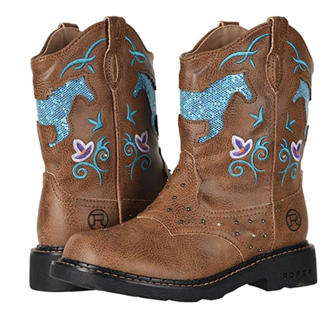 Roper Kids Horse Flowers Light Up Boots