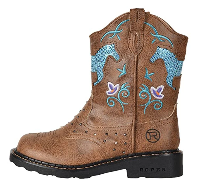 Roper Kids Horse Flowers Light Up Boots
