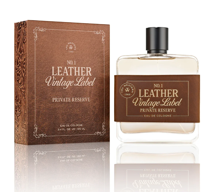 TRU WESTERN MNS LEATHER VINTAGE LABEL #1 PRIVATE  RESERVE EAU DE COLOGNE 100ML